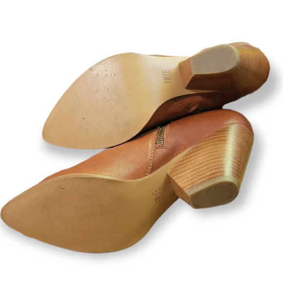 Frye Reina Ankle Bootie Cognac Genuine Leather Western 10 - Picture 8 of 9